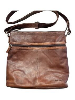 Jack Georges Brown Leather Crossbody Bag Minimalist Vintage Style